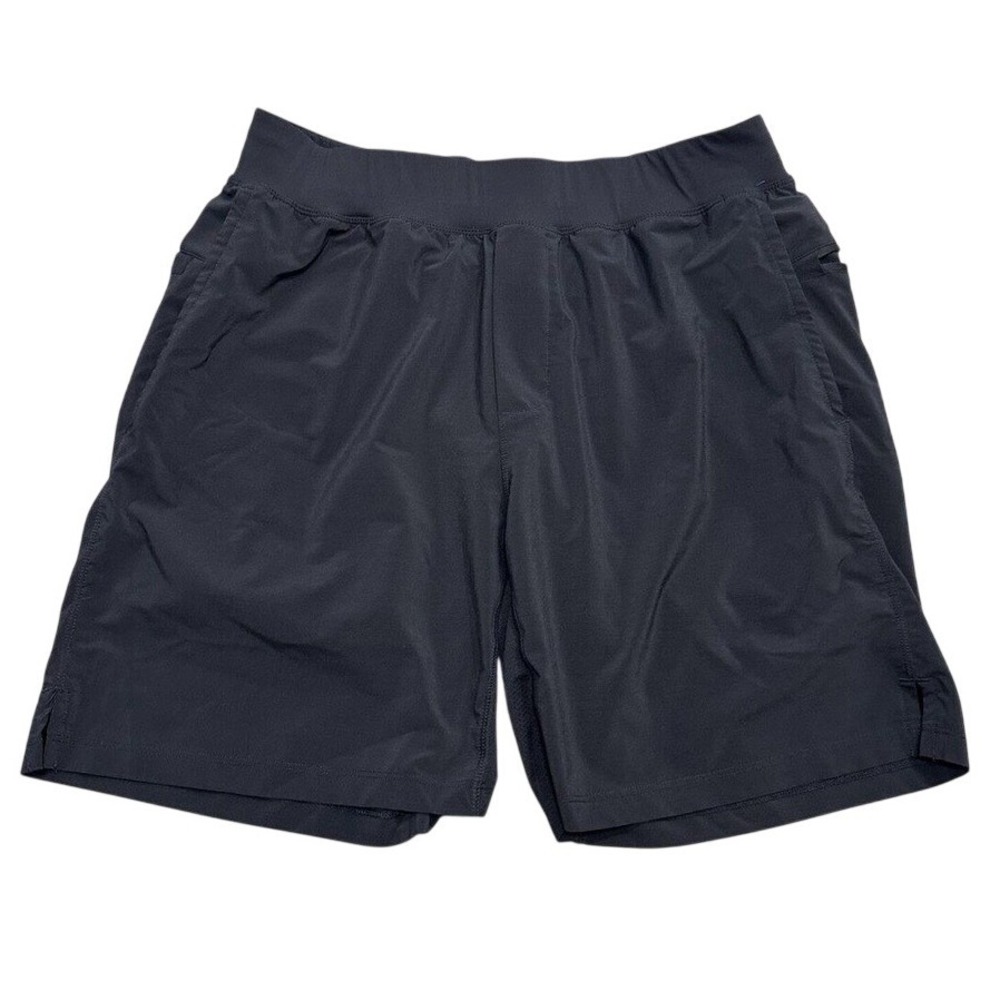 Fabletics Mens Fundamental Shorts Black Athletic Training‎ Gym 7 Inch Inseam